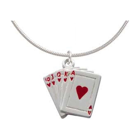 Card Hand - Hearts Charm Necklace, 18"+2" Extender