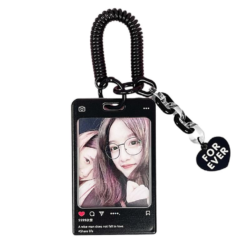 Card Holder Acrylic Ferrule Keychain Transparent Korean Postcard Cover ...