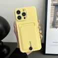 thumbnail image 1 of Card Holder Case Compatible with Apple iPhone 16, [Full Camera Lens Protection] Thin & Light Fashion Solid Color Soft TPU Shockproof & Anti-Scratch Case for Women Men, Yellow, 1 of 10