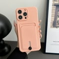 thumbnail image 1 of Card Holder Case Compatible with Apple iPhone 16, [Full Camera Lens Protection] Thin & Light Fashion Solid Color Soft TPU Shockproof & Anti-Scratch Case for Women Men, Lightpink, 1 of 10