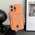 thumbnail image 1 of Allytechgroup Card Slot Slim Fit Card Holder Cell Phone Case for Apple iPhone 16 Plus, Orange, 1 of 10
