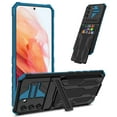 thumbnail image 1 of Card Holder Case for Samsung Galaxy S21 FE [2021 Released][6.4 inch], Allytech Hybrid Protection Hard PC + Soft TPU Hands-Free Stand Bracket Anti-Slip Grip Wallet Cover for Galaxy S21 FE 5G, Blue, 1 of 9