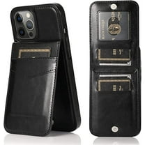 Card Holder Case for iPhone 14 Pro Max Wallet Case with Shockproof Bumpers, Leather Kickstand Card Multi Card Case for iPhone 14 Pro Max, Black