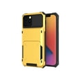 thumbnail image 1 of Card Holder Case for iPhone 12 Pro Max 6.7" 2021, Allytech Hard PC Back and Soft Silicone Rubber Inner Hybrid Anti-Scratch Shockproof Hidden Wallet Credit Card Storage Flip Back Cover, Yellow, 1 of 7