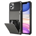 thumbnail image 1 of Card Holder Case for iPhone 13 Mini 5.4" 2021, Allytech Hard PC Back and Soft Silicone Rubber Inner Hybrid Anti-Scratch Shockproof Hidden Wallet Credit Card Storage Flip Back Cover, Gray, 1 of 7