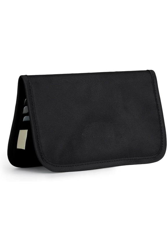Card Holder Holder for Men & Women,Slim Wallet with Zipper Pocket,20 Slots Minimalist Wallet RFID with Nylon Fabric,Black