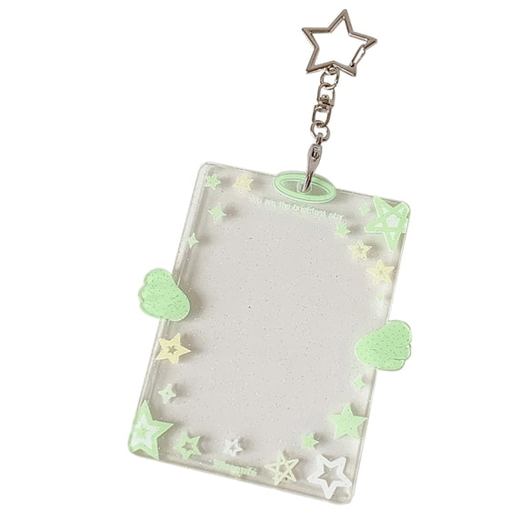 Card Holder With Keychain, Dienrx Clear Acrylic Id Sleeve With Keyring, Plastic Heavy Duty Top‑Load Card Holder For Student Id, Work Pass, Membership Card & Small Photo Display