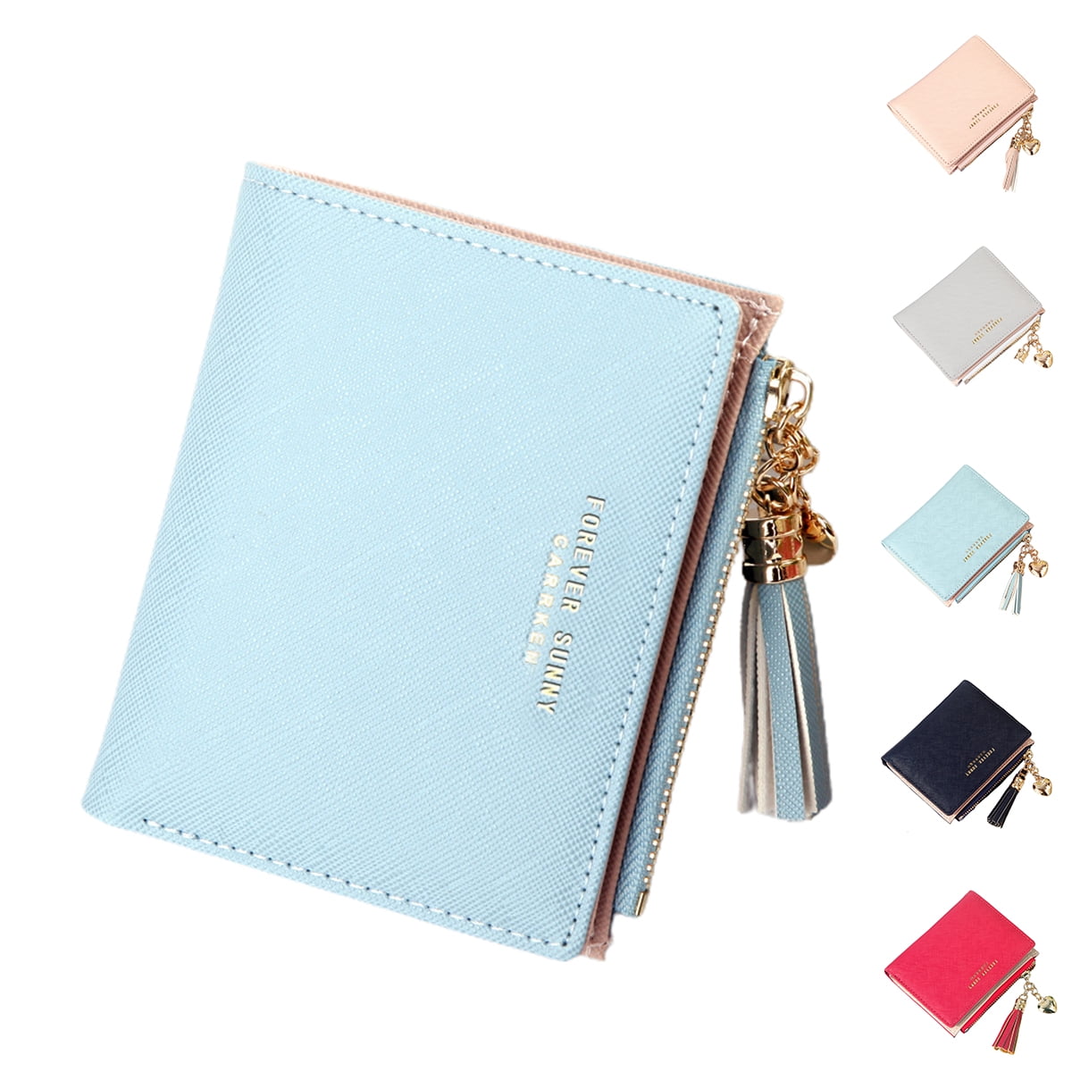 Card Holder Keychain Wallet for Women/Men with ID Window Rfid Small Bee