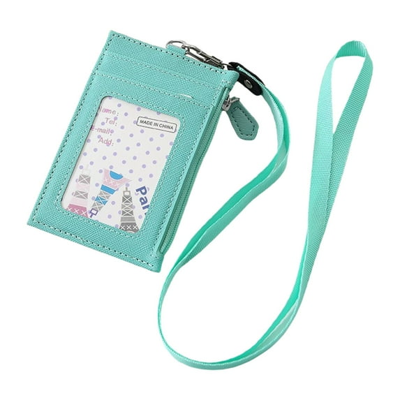 Card Holder Lanyard, Green Rfid Blocking Wallet, Pu Leather Neck Lanyard Card Holder, Rfid Blocking Badge Wallet with Detachable Strap for Id Access Cards, by Goohae