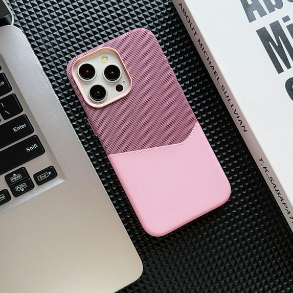 Card Holder MagSafe Leather Phone Case for iPhone 16 15 Pro Max 13 14 Pro 12 Pocket Wireless Charging Alloy Lens Hit Color Cover (Pink,For iPhone 16Pro Max)