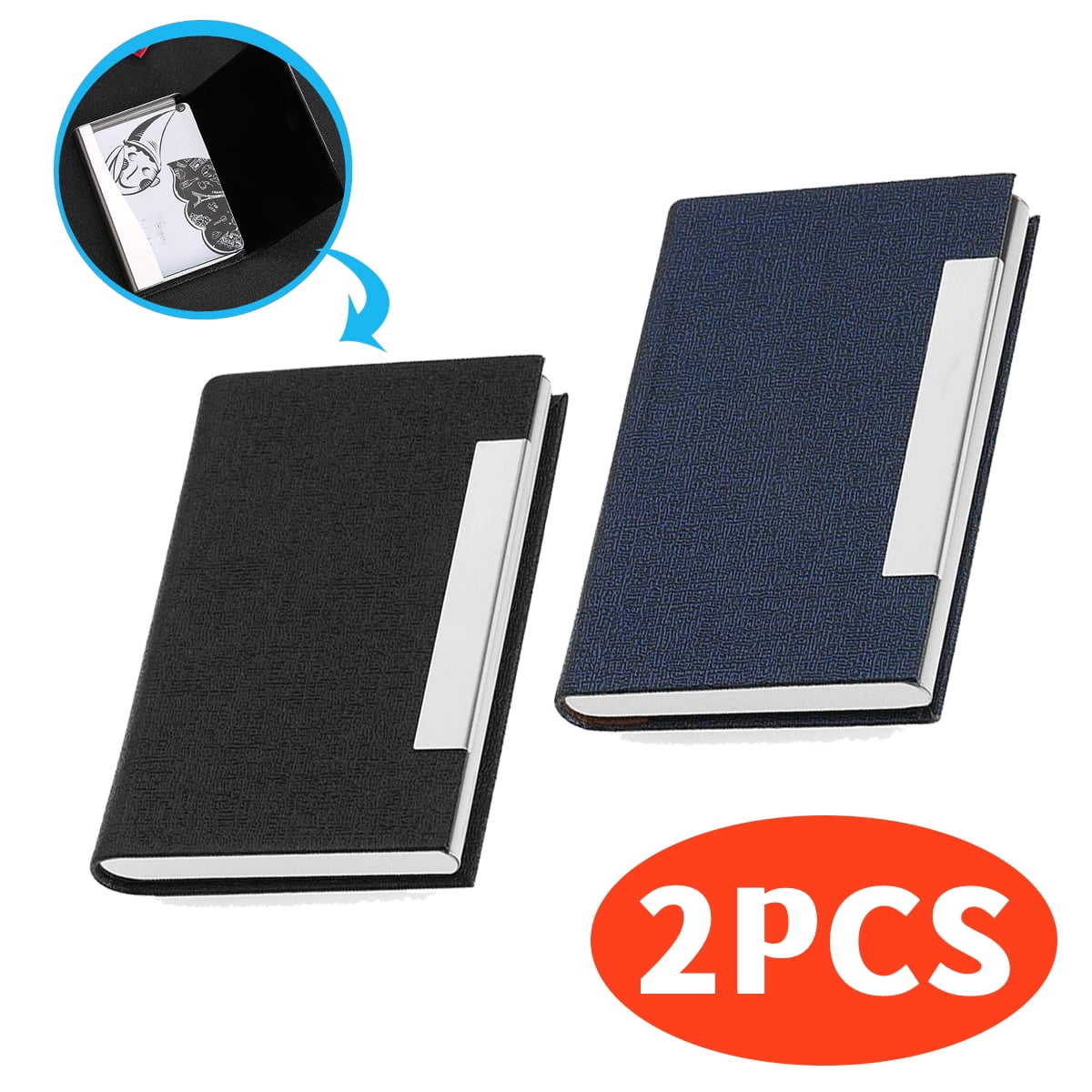 Card Holder PU Leather Business Card Holder Stainless Steel Multi