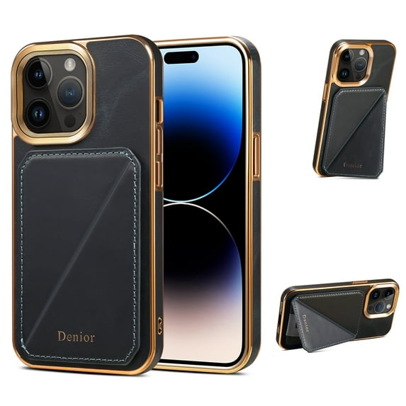 Card Holder Phone Case for iPhone 13 Case Wallet with Stand, Vintage Oil Wax Faux Cowhide Leather Luxury Magnetic Cover for iPhone 13 Soft Bumper Shockproof Plating Case, Blue