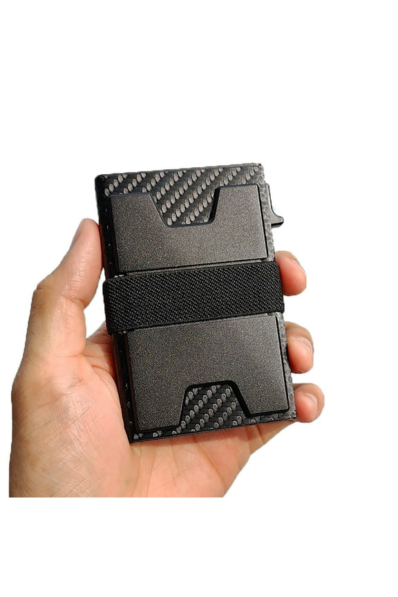 Card Holder Wallet,Men Pop Up Card Case,Slim Aluminum RFID Blocking,Holds 12+ Cards Plus Cash