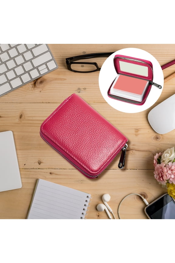 Card Holder Wallet, Slim PU Leather Credit Card Organizer with Zipper, Multi Slot Coin Purse for Men and Women, Compact ID Card Holder for Business, Travel, School and Daily Use