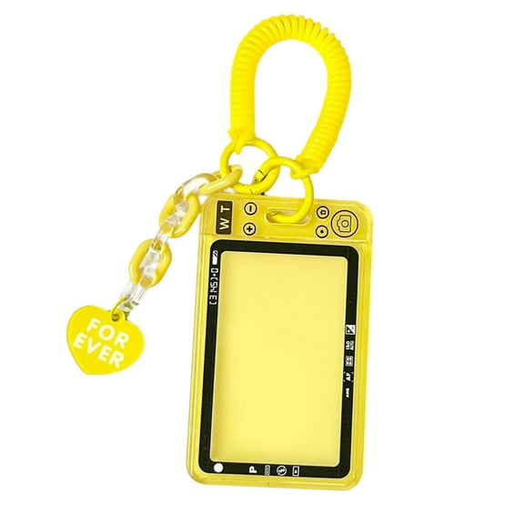 Card Holder for Student Photocard Holder Card Sleeves with Pendant and Retractable Spring Coil Keychain Hold 1-2 Cards