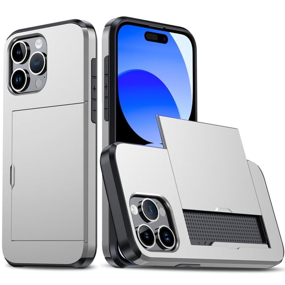 Card Holder iPhone 11 Case (Black) Dual Layer Shockproof Wallet with Heavy Duty Protection