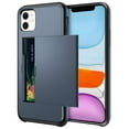 thumbnail image 1 of Card Holder iPhone 15 Pro Case (Blue) Dual Layer Shockproof Wallet with Heavy Duty Protection, 1 of 6