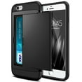 thumbnail image 1 of Card Holder iPhone 7 Case (Black) Dual Layer Shockproof Wallet with Heavy Duty Protection, 1 of 6
