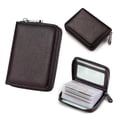 thumbnail image 1 of Card Holder with 20 Slots, PU Leather Accordion Wallet, Zipper Around, RFID Blocking, Slim Travel Card Case for Men & Women - Coffee, 1 of 7