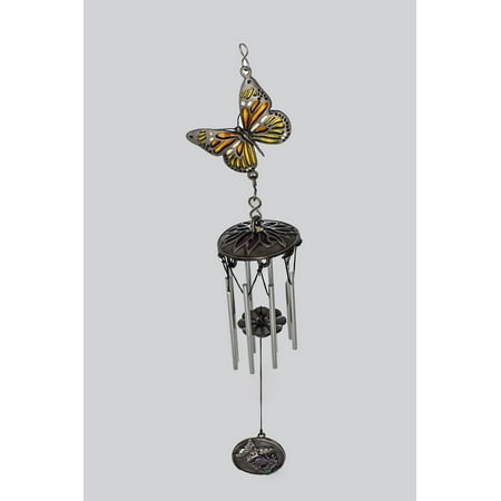 Card It 13" Yellow, Orange and Silver Butterfly Kiss Bereavement Chime