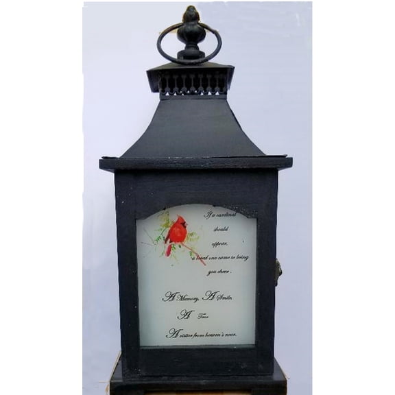 Card It 14.75" Black Cardinal Candle Lantern