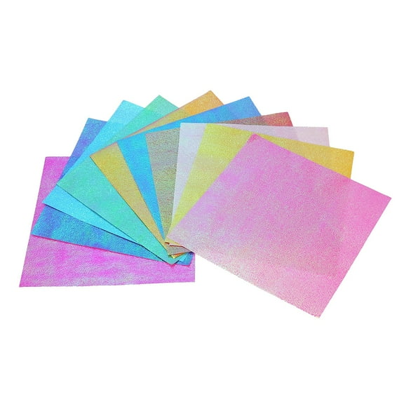 Card Neon Lights Vellum Paper Colored Decoupage Cutting Iridescent Colorful Folding Cardstock Square 50 Pcs