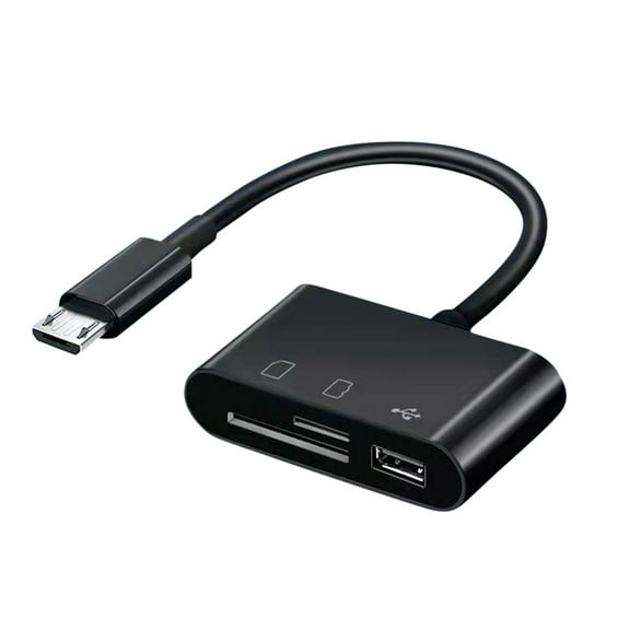 Card Reader, 3-in-1 OTG SD TF Card Reader, Simultaneous Dual Slot Read Write Plug Play Portable for Laptop Phone Travel