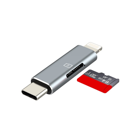 USB C Lightning to Micro SD Card Reader for iPhone16 15 14 Pro for Apple Adapter Digital Camera TF Memory Photo Storage Transfer for iPad Compatible for Samsung Type C Compact Accessories Android