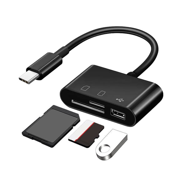 Card Reader, Type C Memory Card Adapter, OTG USB Hub for SD and TF Cards, Portable Data Transfer Tool for Phone and Laptop