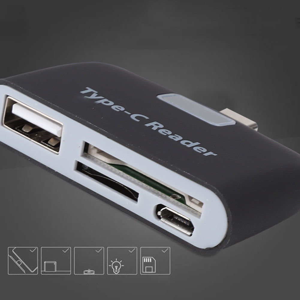 Type C Reader Card Reader, USB3.1 Type C Card Reader Four Extended Interfaces OTG ...