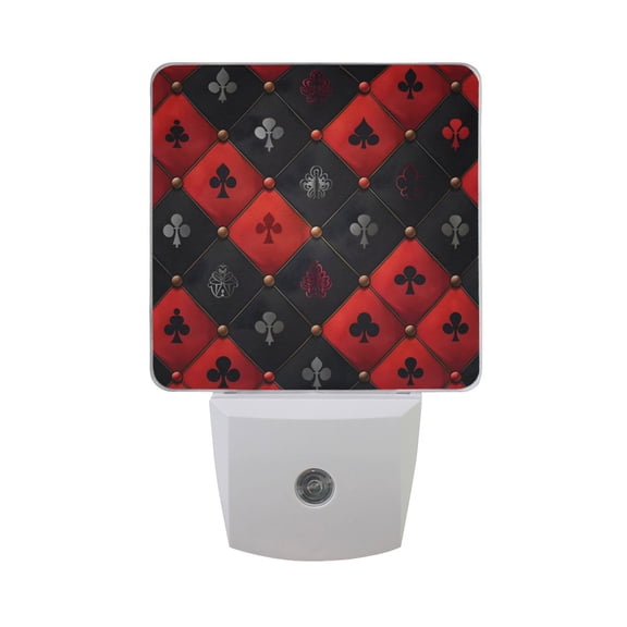 Card Royal Symbol Rhombus Night Light 2 Pack LED Nightlight Plug into Wall Dusk to Dawn Sensor Soft White