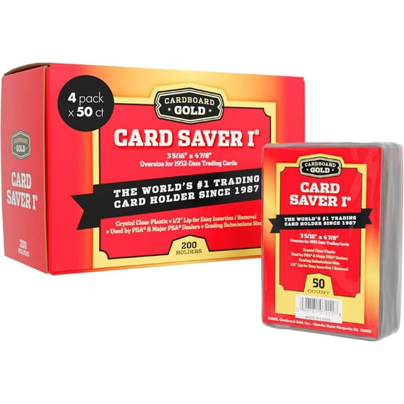 Card Saver 1-200Count - Semi Rigid Card Holder, Trading Card Protectors - PSA-Approved Cardsaver for Baseball, Trading, Sports Cards - Card Sleeves, Binder, & Storage Box Compatible