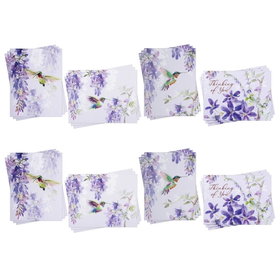 Cottage Garden Blank Hummingbirds 5.5 x 7.5 x 0.625 Inch, Durable Cardstock with 4 Assorted Designs, Set of 12 Greeting Cards & 12 Envelopes