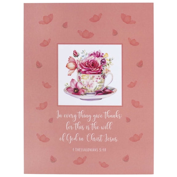Cottage Garden Thank You Teacups Scripture 5.5 x 7.5 x 0.625 Inch, Durable Cardstock with 4 Assorted Designs, Set of 12 Greeting Cards & 12 Envelopes