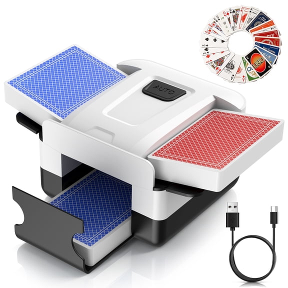 Automatic Card Shuffler Rechargeable 1-2 Deck Card Shuffle Machine,Low Noise Operation Card Shuffler for Card Game