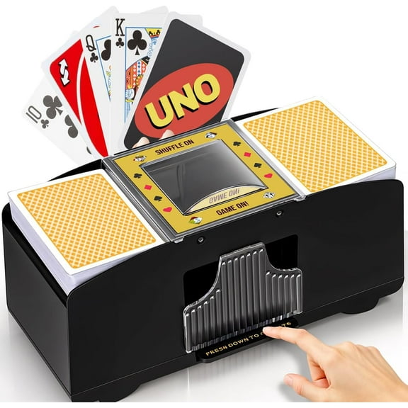 Card Shuffler(2 Decks), Automatic Card Shuffler Requires 4 AA Batteries (Not Included), for UNO, Poker, Home Card Games,Texas Hold'em, Blackjack