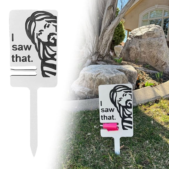 Card Slot 2 - I Saw It Dog Poop Sign With Bag Holder Please Clean Up Your Pet Poop Yard Insert Sign Funny Warning Insert Sign, 35 cm, Khaki