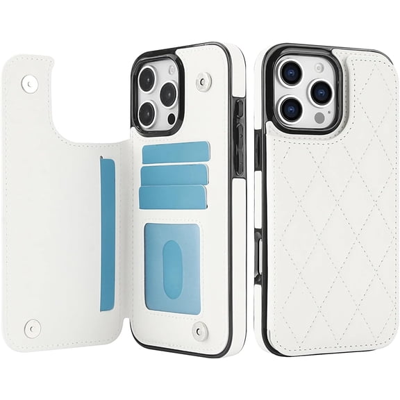 Card Slot Flip Leather Case for iPhone 16e 15 Pro Max 14 13 12 11 Se 3 2 Xs Xr 8 7 Plus Wallet Double Button Small Fragrant Wind(for iPhone 14 Pro/White)
