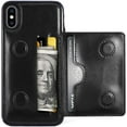 thumbnail image 1 of Card Slot Holder Wallet Case for iPhone XR, Premium PU Leather Case Kickstand with Hidden Magnetic Closure Flip Durable Shockproof Protective Cover for iPhone XR - Black, 1 of 7