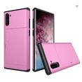 thumbnail image 1 of Card Slot Holder Wallet Samsung Galaxy Note 10 Case - (Pink) Dual Layer Shockproof with Heavy Duty Protection, 1 of 6