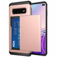 thumbnail image 1 of Card Slot Holder Wallet Samsung Galaxy S10 Plus Case - (Rose Gold) Dual Layer Shockproof with Heavy Duty Protection, 1 of 5