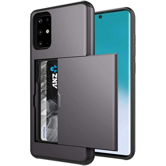Card Slot Holder Wallet Samsung Galaxy S20 Plus Case - (Gray) Dual Layer Shockproof with Heavy Duty Protection