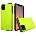 thumbnail image 1 of Card Slot Holder Wallet iPhone 11 Case - (Light Green) Dual Layer Shockproof with Heavy Duty Protection, 1 of 5