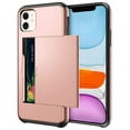 thumbnail image 1 of Card Slot Holder Wallet iPhone 14 Pro Max Case - (Rose Gold) Dual Layer Shockproof with Heavy Duty Protection, 1 of 5