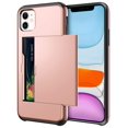 thumbnail image 1 of Card Slot Holder Wallet iPhone 15 Pro Case - (Rose Gold) Dual Layer Shockproof with Heavy Duty Protection, 1 of 5