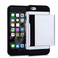 thumbnail image 1 of Card Slot Holder Wallet iPhone 5 Case - (White) Dual Layer Shockproof with Heavy Duty Protection, 1 of 6