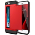 thumbnail image 1 of Card Slot Holder Wallet iPhone 7 Plus Case - (Red) Dual Layer Shockproof with Heavy Duty Protection, 1 of 6
