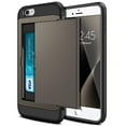 thumbnail image 1 of Card Slot Holder Wallet iPhone 8 Case (Gray) Dual Layer Shockproof with Heavy Duty Protection, 1 of 6