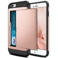 thumbnail image 1 of Card Slot Holder Wallet iPhone 8 Case - (Rose Gold) Dual Layer Shockproof with Heavy Duty Protection, 1 of 6