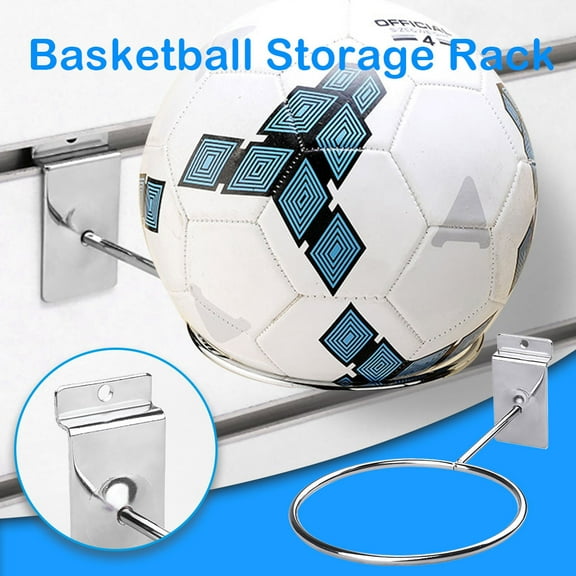 Card Slot Wall Mounted Sports Storage Rack, Display Holder for Basketballs, Footballs and More, Space-Saving and Organized